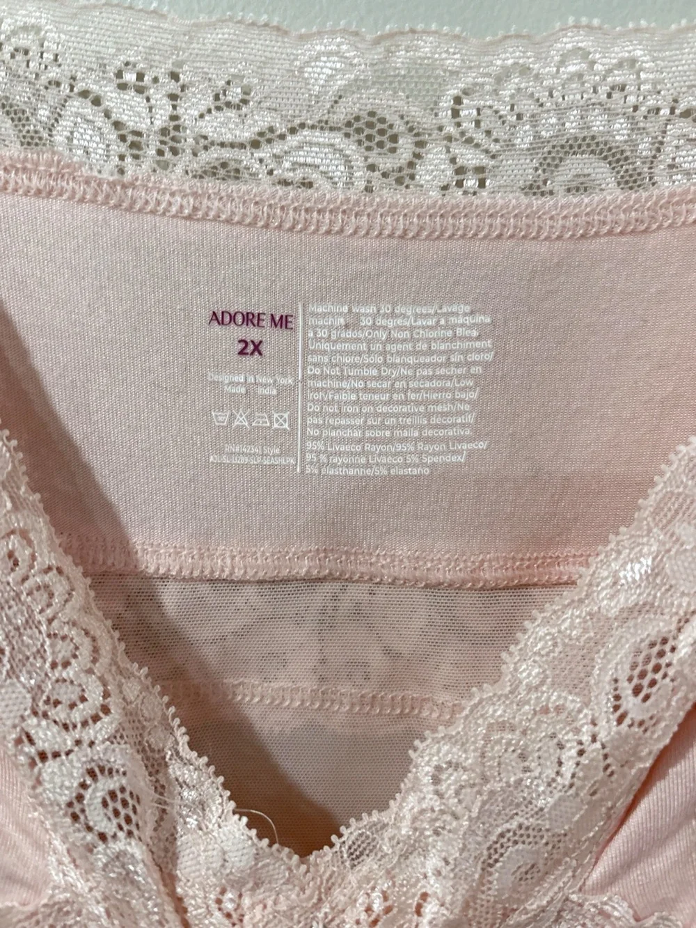 Adore Me 2X Pink Lace Chemise Nightgown Sleep Dress Coquette Loungewear NWT
